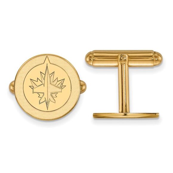 Sterling Silver 14k Yellow Gold Plated NHL Winnipeg Jets Cuff Links